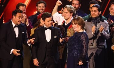 Ant McPartlin and Declan Donnelly with Susan Boyle and the cast of "Les Miserables" on "Britain's Got Talent" in London on June 4