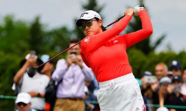 Rose Zhang at the first tee during the final round of the LPGA Mizuho Americas Open on Sunday.