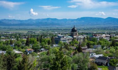 Montana's state capitol building rises above Helena