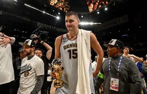 Nikola Jokić leaves the floor after the Nuggets beat the Lakers in the  Western Conference Finals.