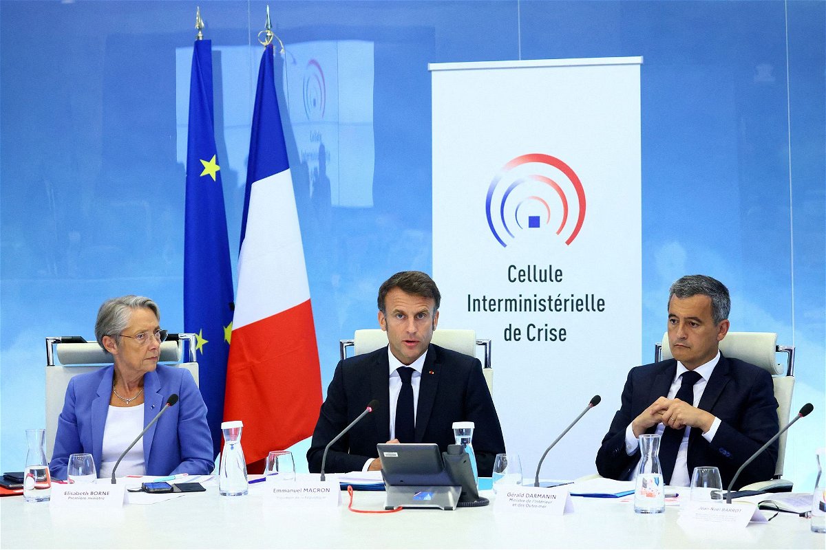 <i>Yves Herman/AFP/Getty Images</i><br/>French President Emmanuel Macron (center) held a crisis meeting