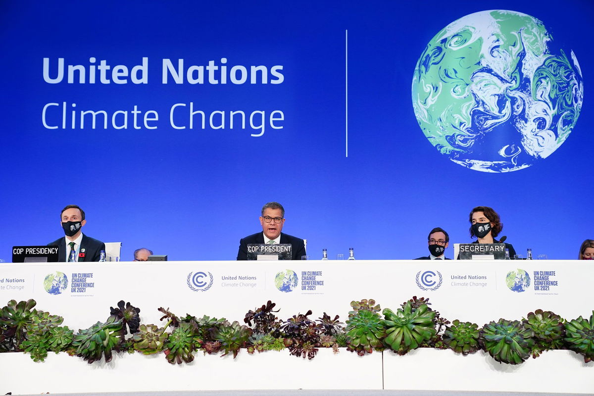 <i>Jane Barlow/PA Images/Getty Images</i><br/>President of the Cop26 climate summit speaks in Glasgow.