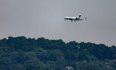 An FBI-operated plane carrying Joran van der Sloot arrives at the Birmingham International Airport on June 8 in Birmingham