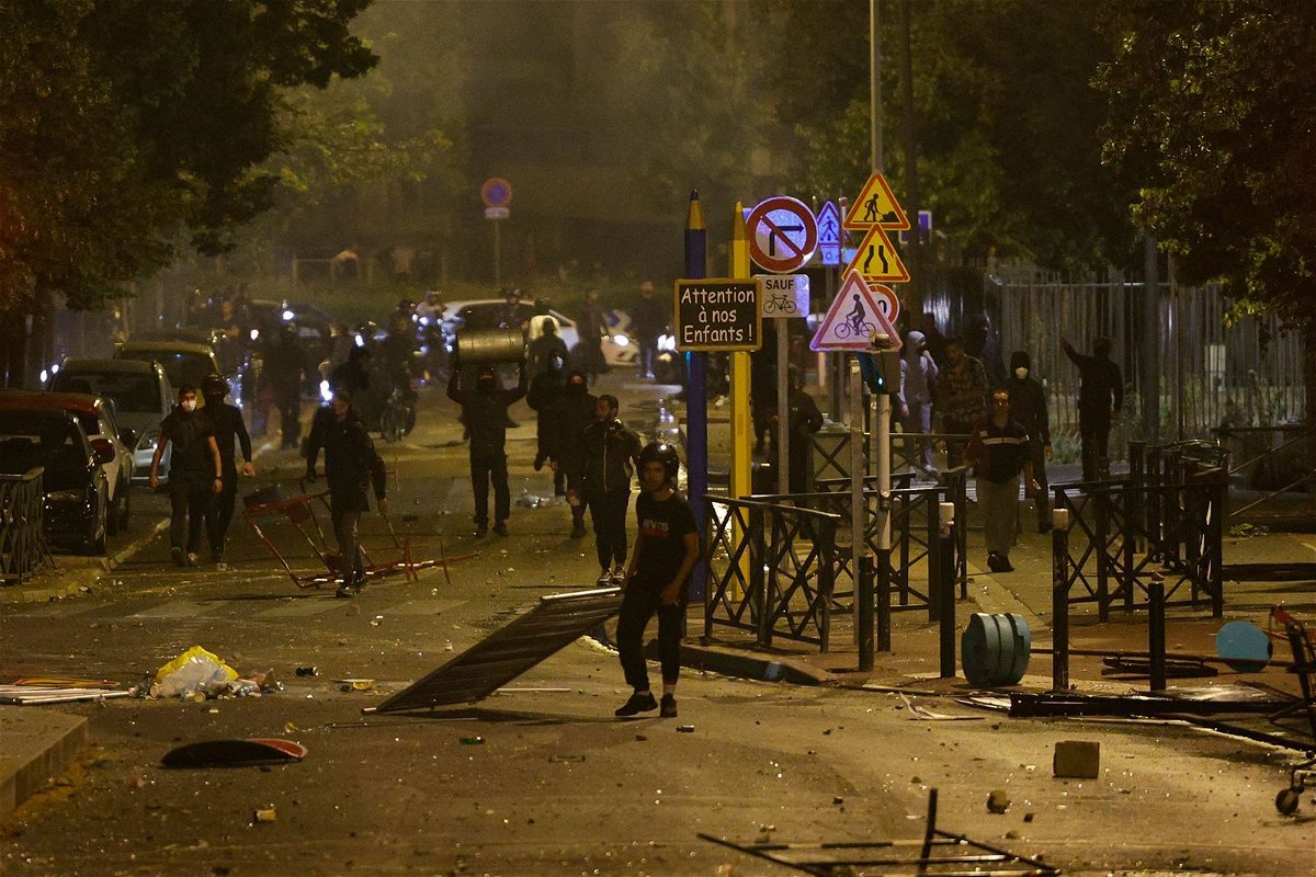 <i>Geoffroy Van Der Hasselt/AFP/Getty Images</i><br/>Protesters in Nanterre