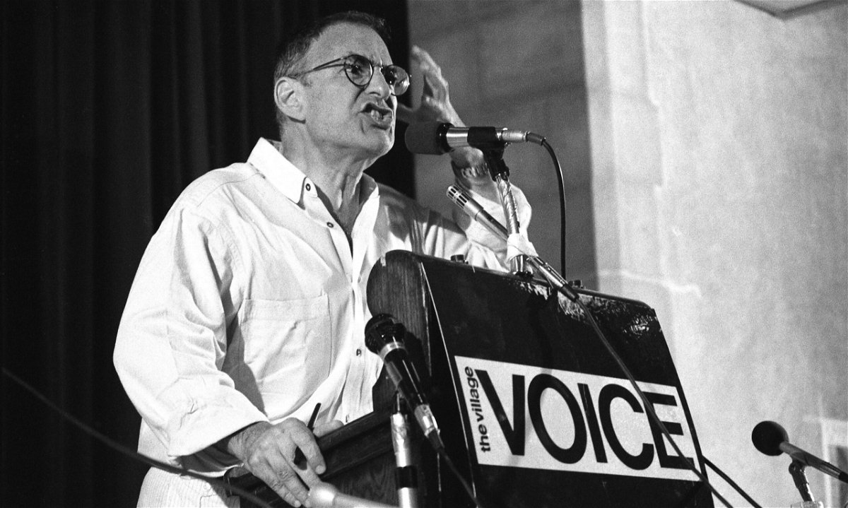 <i>Catherine McGann/Getty Images</i><br/>Larry Kramer is seen here at the Village Voice AIDS conference on June 6