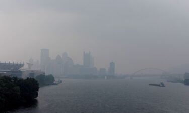 A hazy sky hangs over Pittsburgh