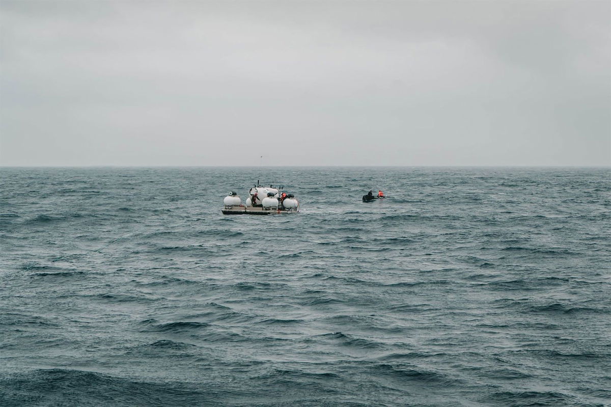 <i>Dirty Dozen Productions/AFP/Getty Images</i><br/>The Titan prepares for its descent to the Titanic on June 18.