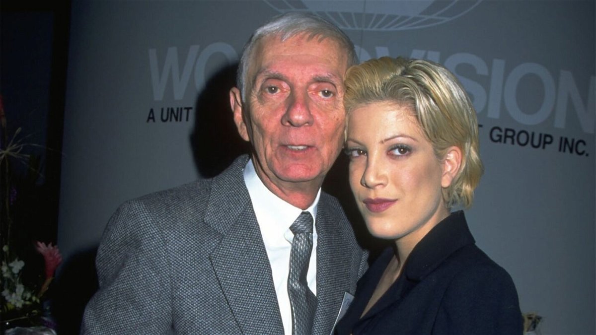 <i>Diane Freed/Hulton Archive/Getty Images</i><br/>Aaron Spelling (left) and daughter Tori Spelling are pictured here in an undated photo.