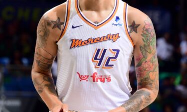 Brittney Griner of the Phoenix Mercury shoots a free throw during the game against the Dallas Wings on June 9 at the College Park Center in Arlington