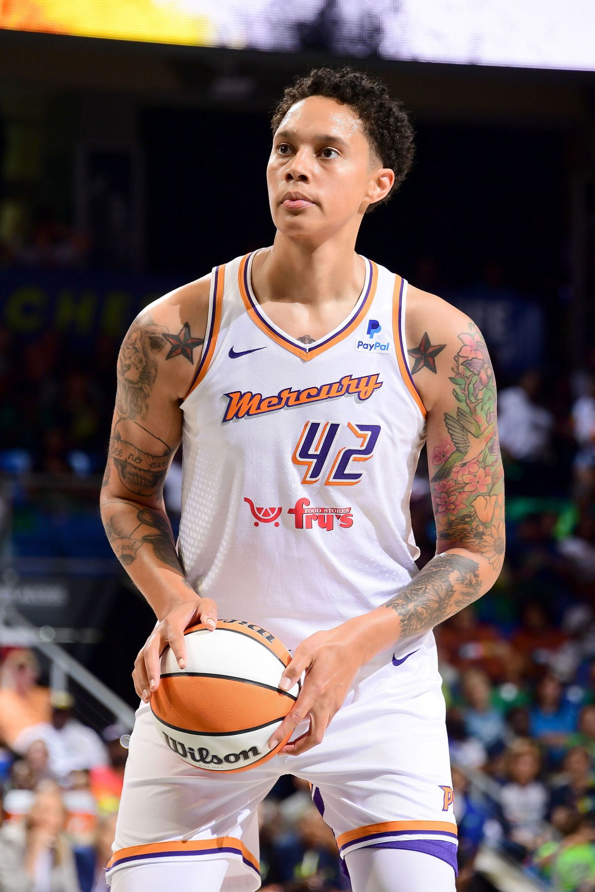 <i>Michael Gonzales/NBAE/Getty Images</i><br/>Brittney Griner of the Phoenix Mercury shoots a free throw during the game against the Dallas Wings on June 9 at the College Park Center in Arlington