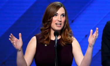 Sarah McBride speaks during the final day of the Democratic National Convention in Philadelphia on July 28