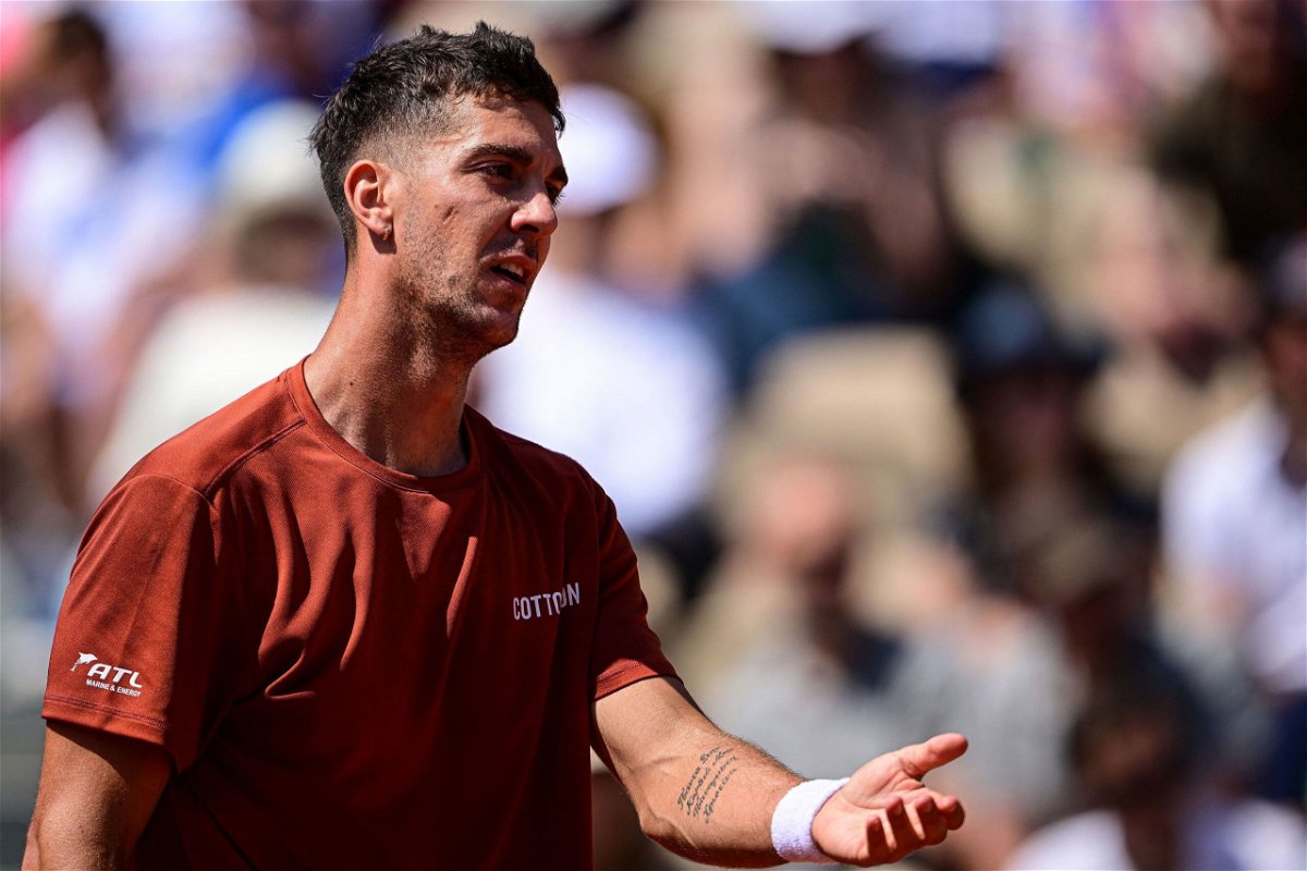 <i>Emmanuel Dunand/AFP/Getty Images</i><br/>Thanasi Kokkinakis was unhappy after seemingly being denied a toilet break at the French Open.