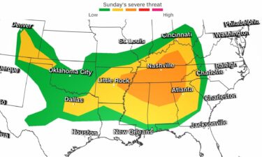 More than 60 million people from Colorado to the Carolinas are under threat for severe storms Sunday