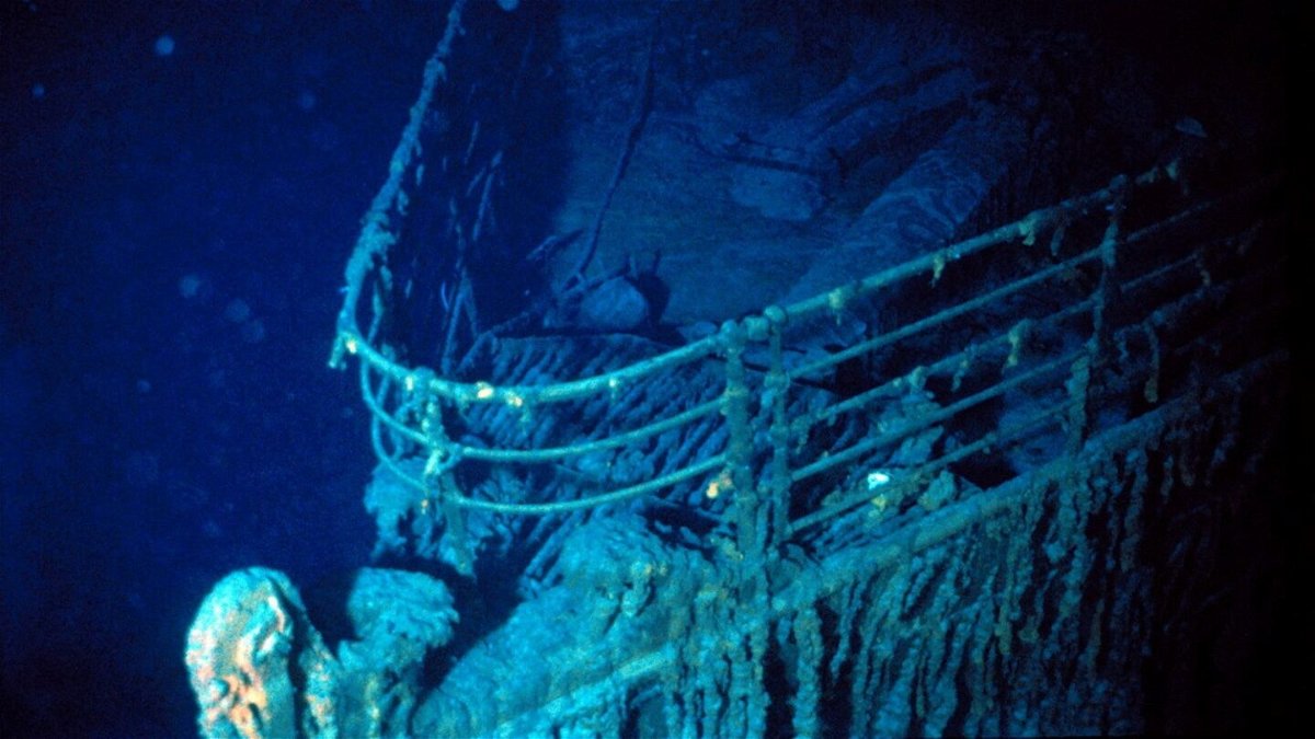 <i>Woods Hole Oceanographic Institution/Reuters</i><br/>The bow of the Titanic
