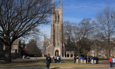 A general view of the Duke University Chapel is seen here on January 27