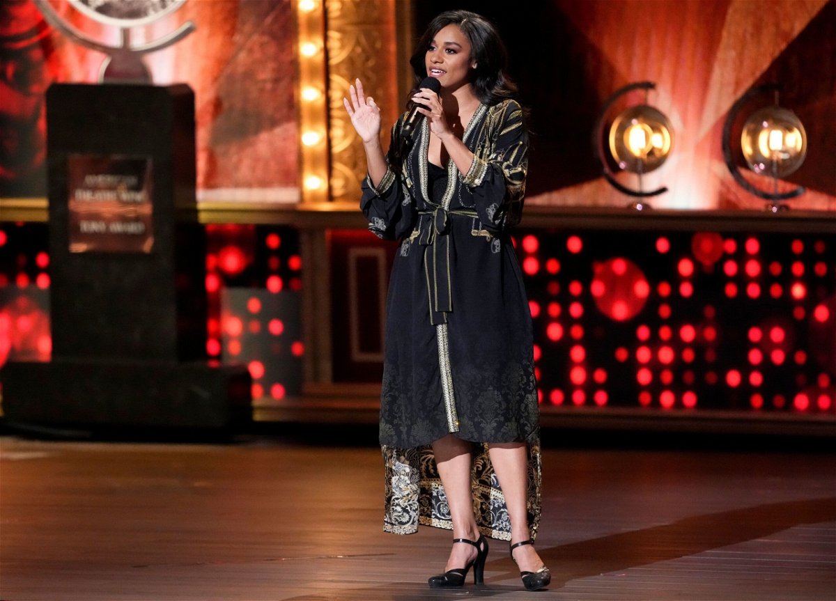 <i>Charles Sykes/Invision/AP</i><br/>Host Ariana DeBose speaks at the 76th annual Tony Awards