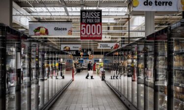 A customer shops in a Casino hypermarket in central France on April 28.