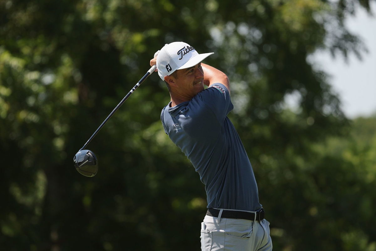 <i>Dilip Vishwanat/Getty Images</i><br/>Corey Pereira in action at the Price Cutter Charity Championship at Highland Springs Country Club