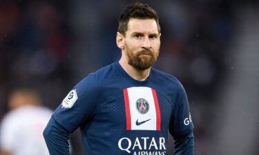 Lionel Messi looks on during the Ligue 1 match between Paris Saint-Germain and AC Ajaccio in May.