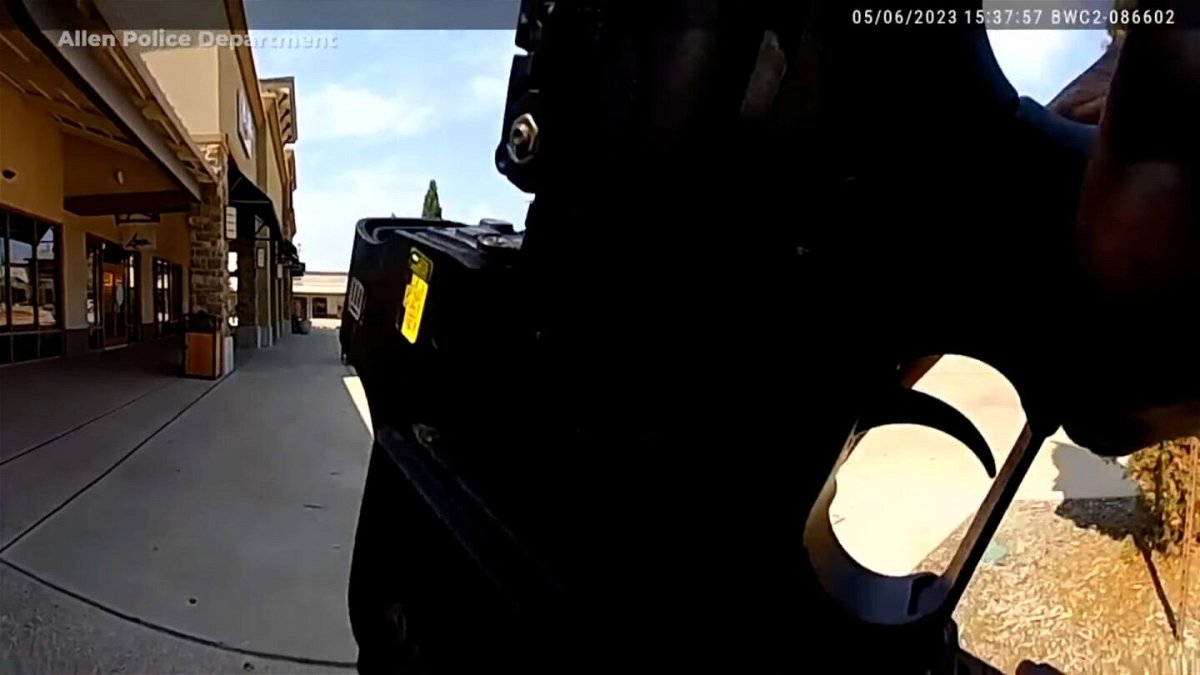 <i>Allen Police Department</i><br/>A still from police bodycam at the Allen Premium Outlets shooting.