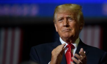 Former President Donald Trump is seen at a rally in Youngstown