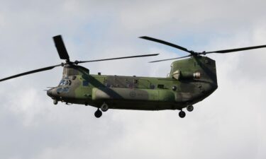 A Boeing CH-47 Chinnook helicopter is seen here at CFB Trenton