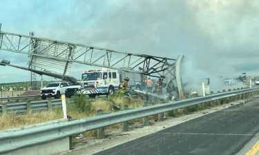 A portion of I-30 is closed Monday morning due to an overhead sign blocking the road. A car crashed into a gantry at I-30 eastbound near the Tarrant County and Parker County line