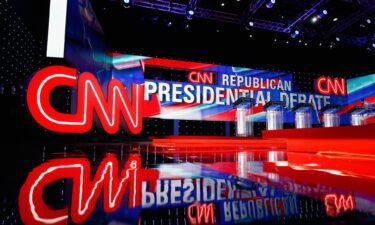The main stage is seen prior to the start of the CNN GOP Presidential Debate at the University of Houston on February 25