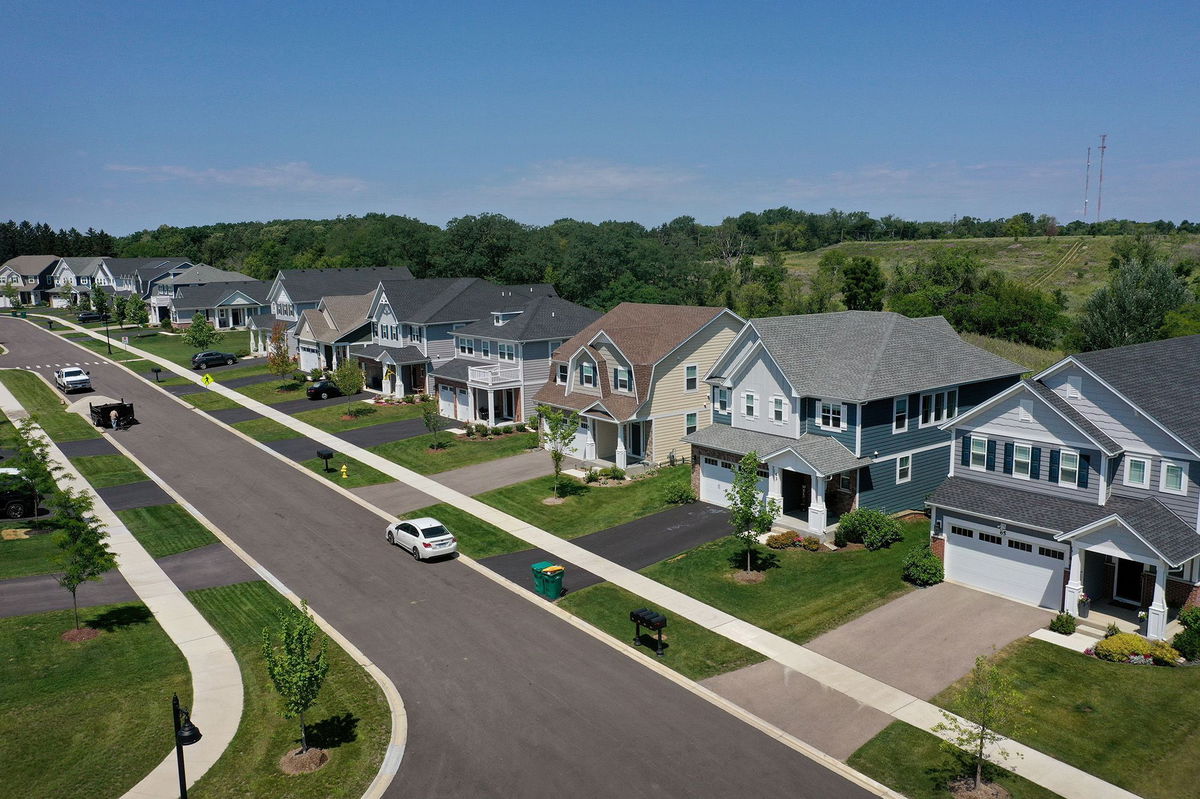 <i>Scott Olson/Getty Images</i><br/>An aerial view shows a subdivision that has replaced the once rural landscape on July 19