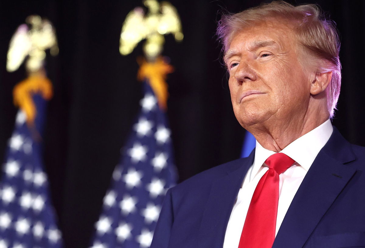 <i>Mario Tama/Getty Images</i><br/>Former President and Republican presidential candidate Donald Trump delivers remarks at a Nevada Republican volunteer recruiting event on July 8