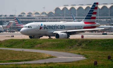 An American jet taxis for take off at Ronald Reagan Washington National Airport in Arlington