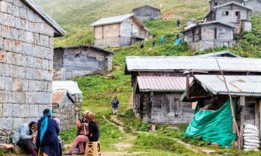 Traditional wooden Turkish houses on the Hazindak plateau