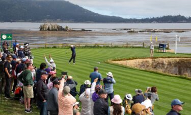 Corpuz tees off for the final time on Sunday.