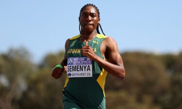 Caster Semenya  competes in the mixed relay race during the 2023 World Cross Country Championships at Mount Panorama on February 18.