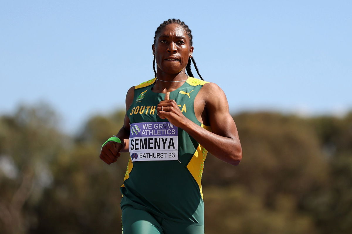 <i>Cameron Spencer/Getty Images</i><br/>Caster Semenya  competes in the mixed relay race during the 2023 World Cross Country Championships at Mount Panorama on February 18.