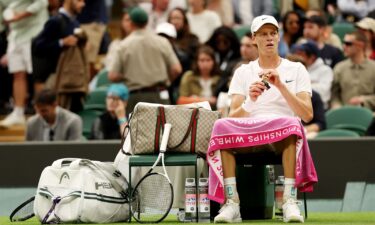 Jannik Sinner brought his Gucci duffle bag to the Men's Singles second round match during day three of The Championships Wimbledon 2023 on July 5.