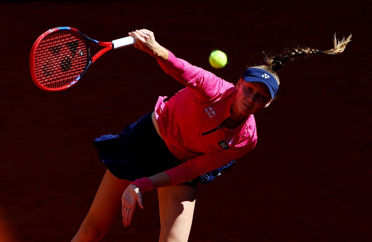 <i>Lisi Niesner/Reuters</i><br/>Kazakhstan's Elena Rybakina in action against Czech Republic's Linda Noskova.