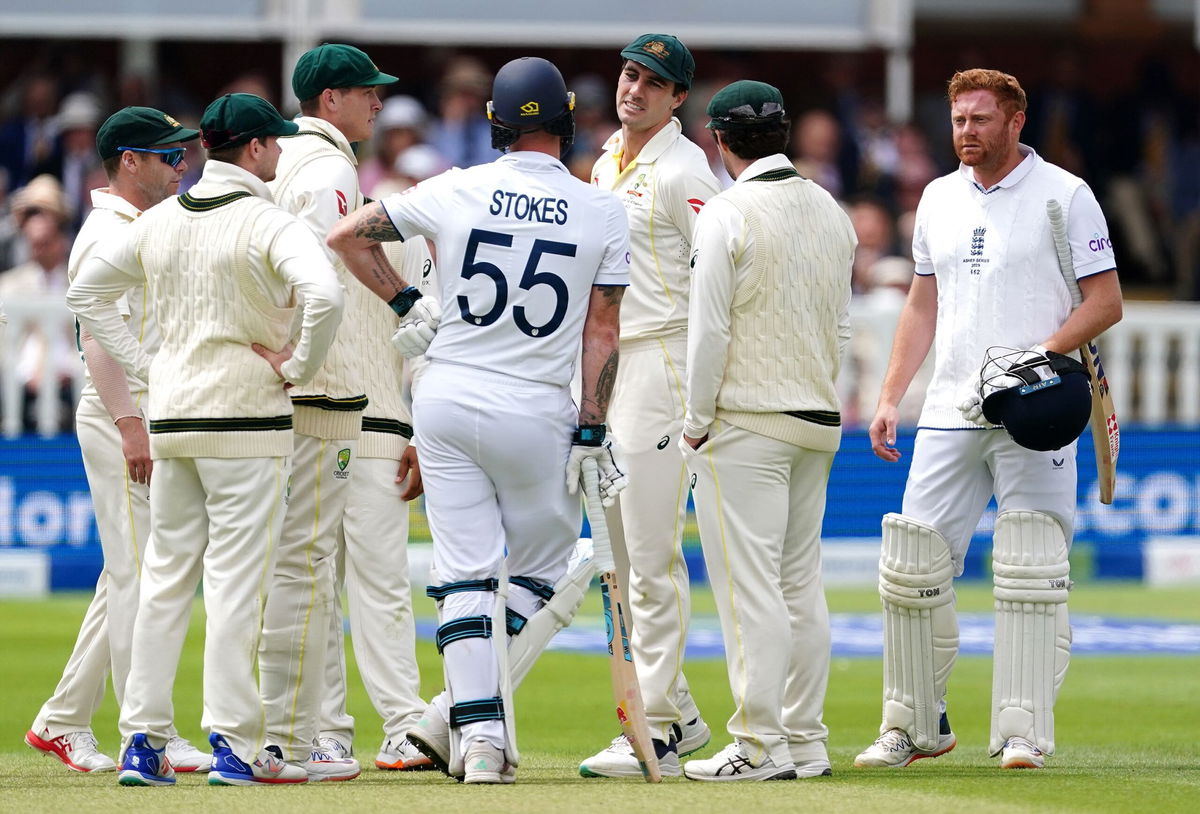 <i>Mike Egerton/PA Images/Getty Images</i><br/>Bairstow (right) was unhappy about the manner of his dismissal.