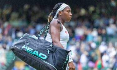 Coco Gauff leaves the court after her loss against Sofia Kenin in her first-round match at Wimbledon.