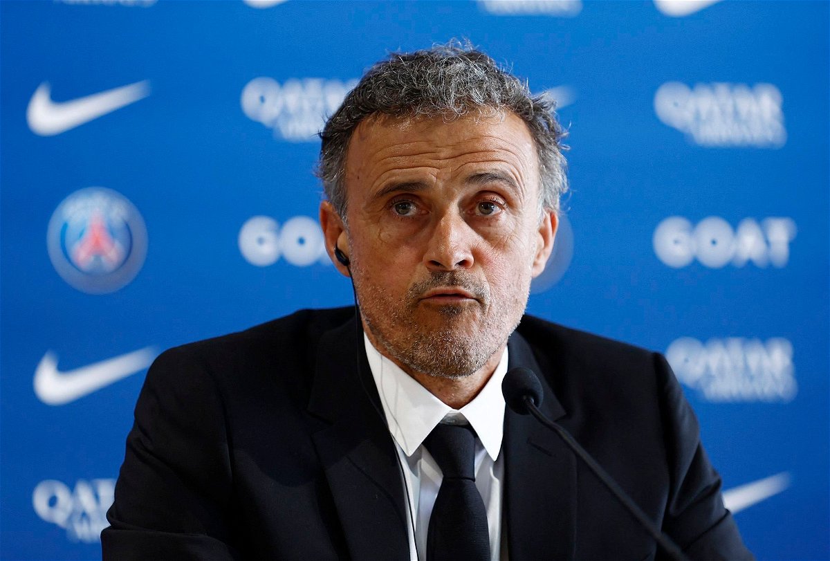 <i>Gonzalo Fuentes/Reuters</i><br/>Luis Enrique speaks at his unveiling as the new head coach of Paris Saint-Germain.