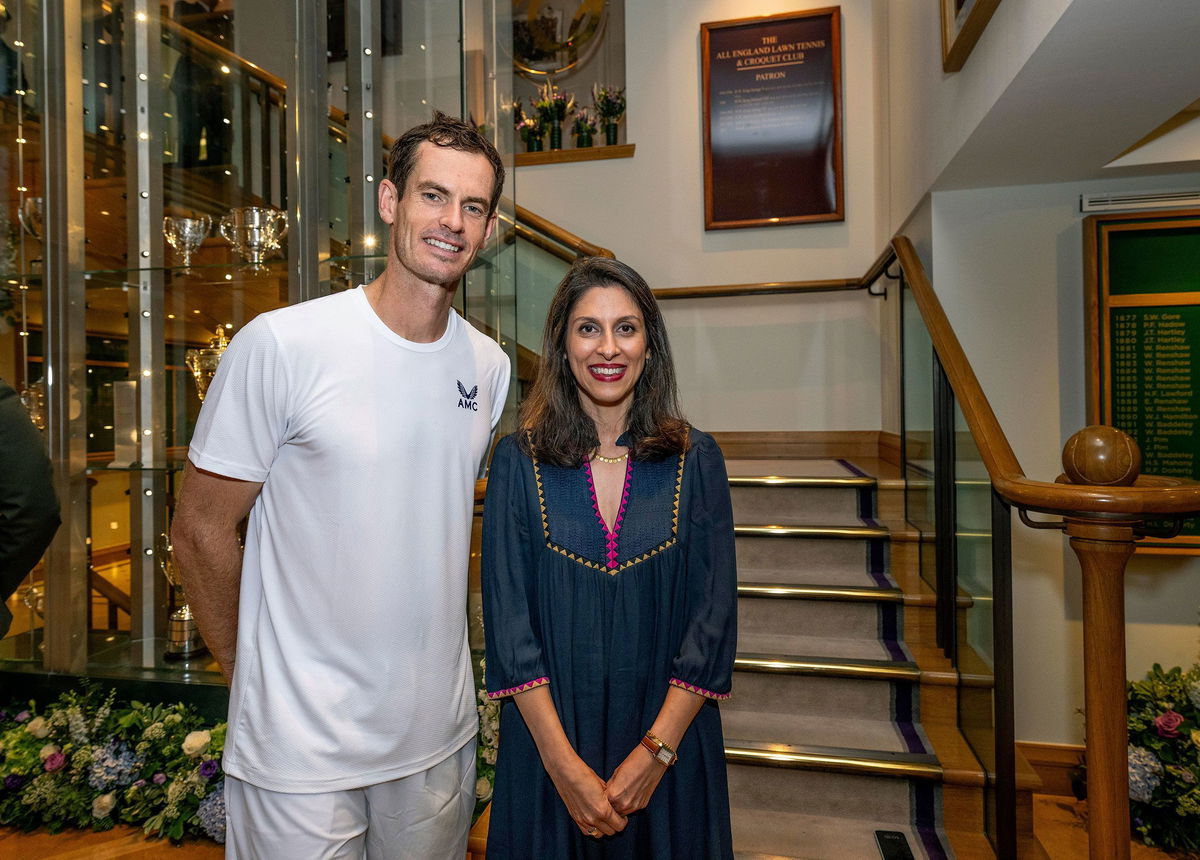 <i>Andrew Baker/Pool/AP</i><br/>Nazanin Zaghari-Ratcliffe watched Andy Murray's first-round match at Wimbledon.