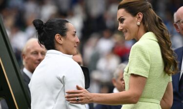 The Princess of Wales (right) speaks to Ons Jabeur after the Tunisian's loss.