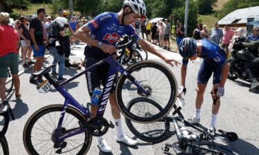 Around 20 riders fell off their bikes.