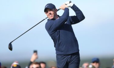 Rory McIlroy tees off on the 12th hole on the final day of the Alfred Dunhill Links Championship on October 2