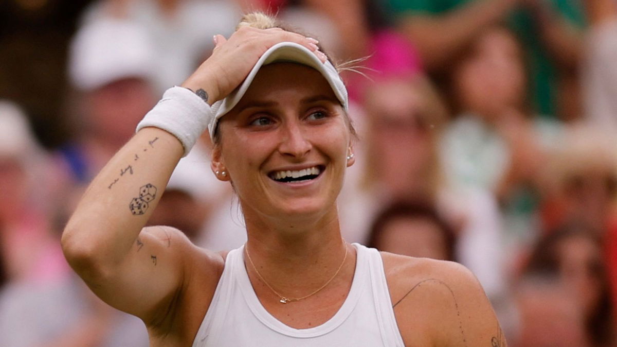 <i>Andrew Couldridge/Reuters</i><br/>Markéta Vondroušová reacts to her Wimbledon semifinal victory against Elina Svitolina. Vondroušová booked a cat sitter after earning an unlikely spot in her first Wimbledon final.