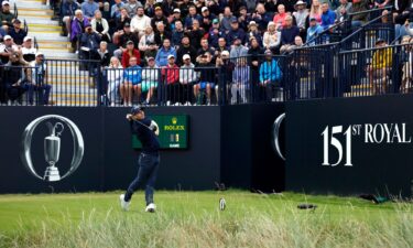 Matthew Jordan tees off to start the 151st Open Championship at Royal Liverpool Golf Club in Wirral