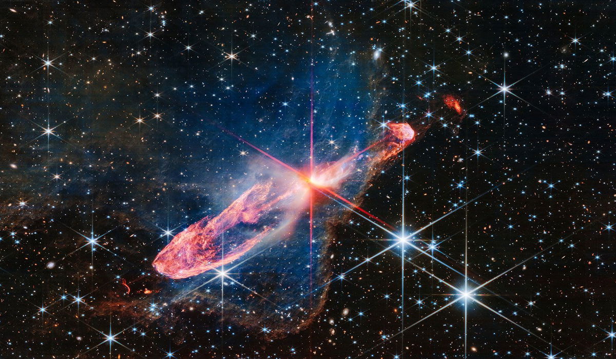 The James Webb Space Telescope captured a high-resolution image of Herbig-Haro 46/47, an actively forming pair of stars.