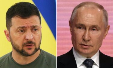 Zelensky and Russian President Vladimir Putin are pictured in a split image. At least 21