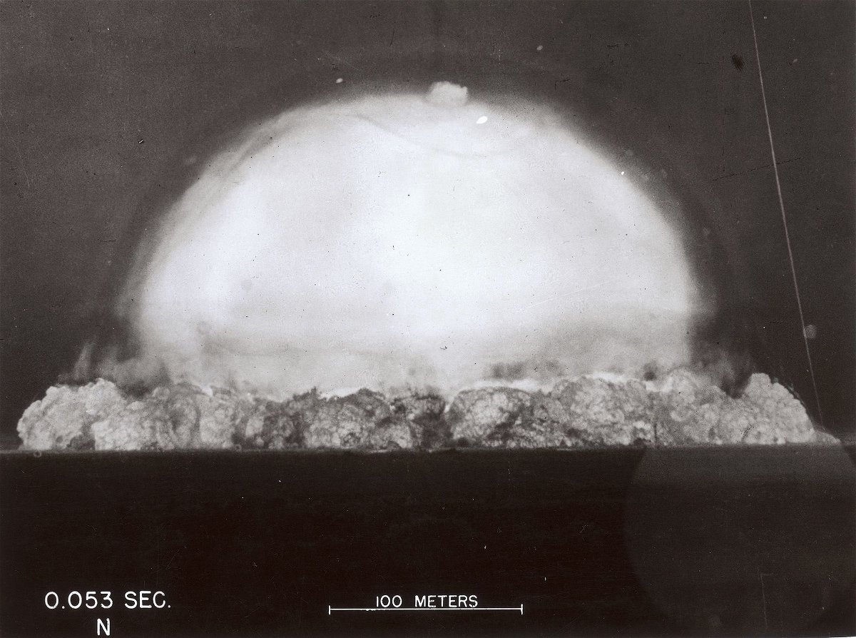 <i>Fotosearch/Getty Images</i><br/>Image labeled '0.053 Sec' of the first nuclear test