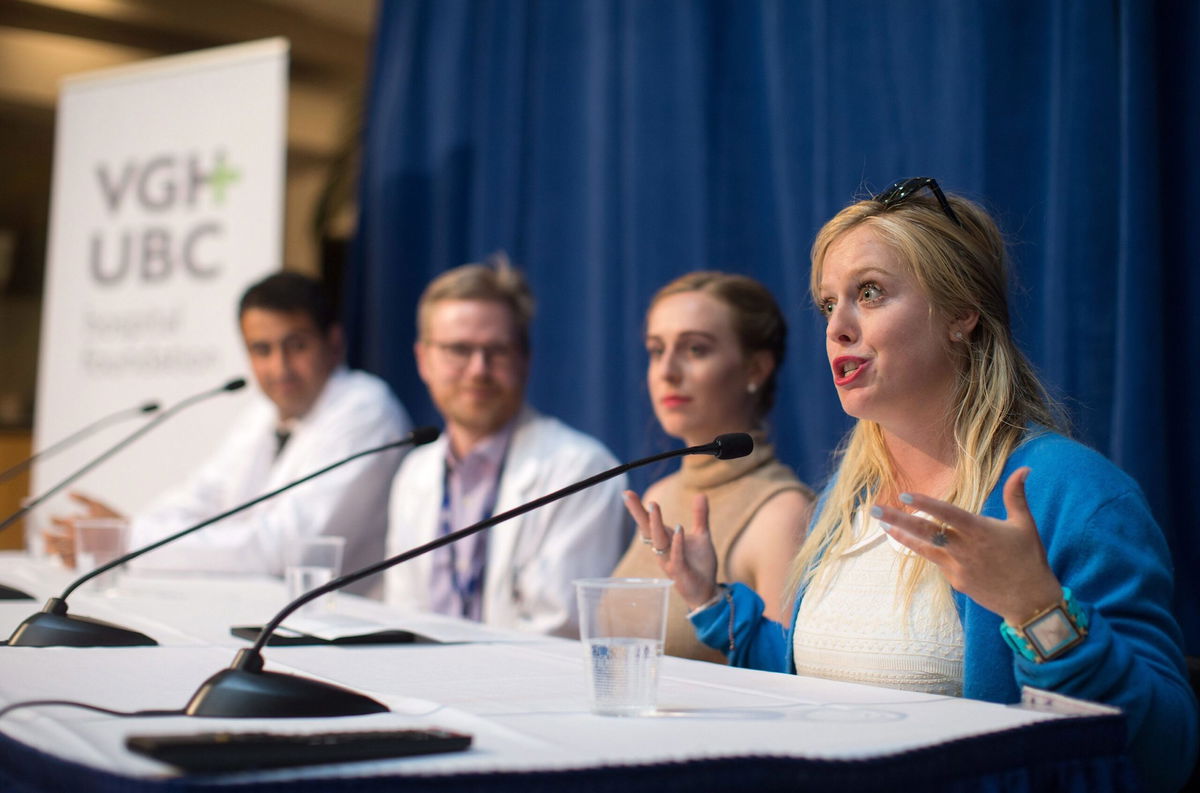 <i>Darryl Dyck/The Canadian Press/AP</i><br/>MoCrazy speaking at a news conference at Vancouver General Hospital on July 19